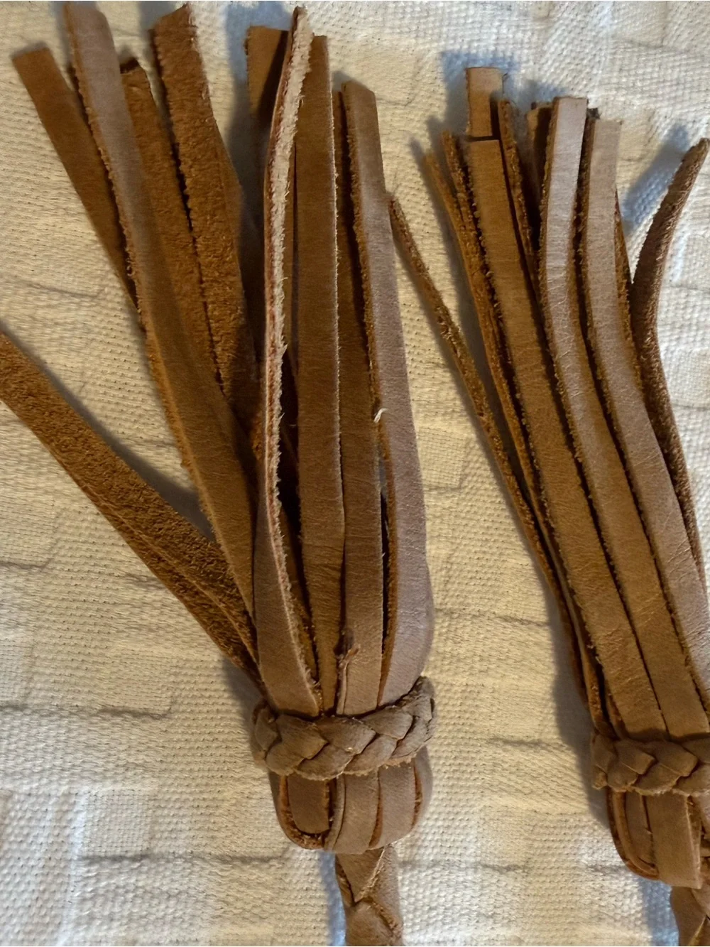Sundance Braided Leather Tassel Strap in Tan